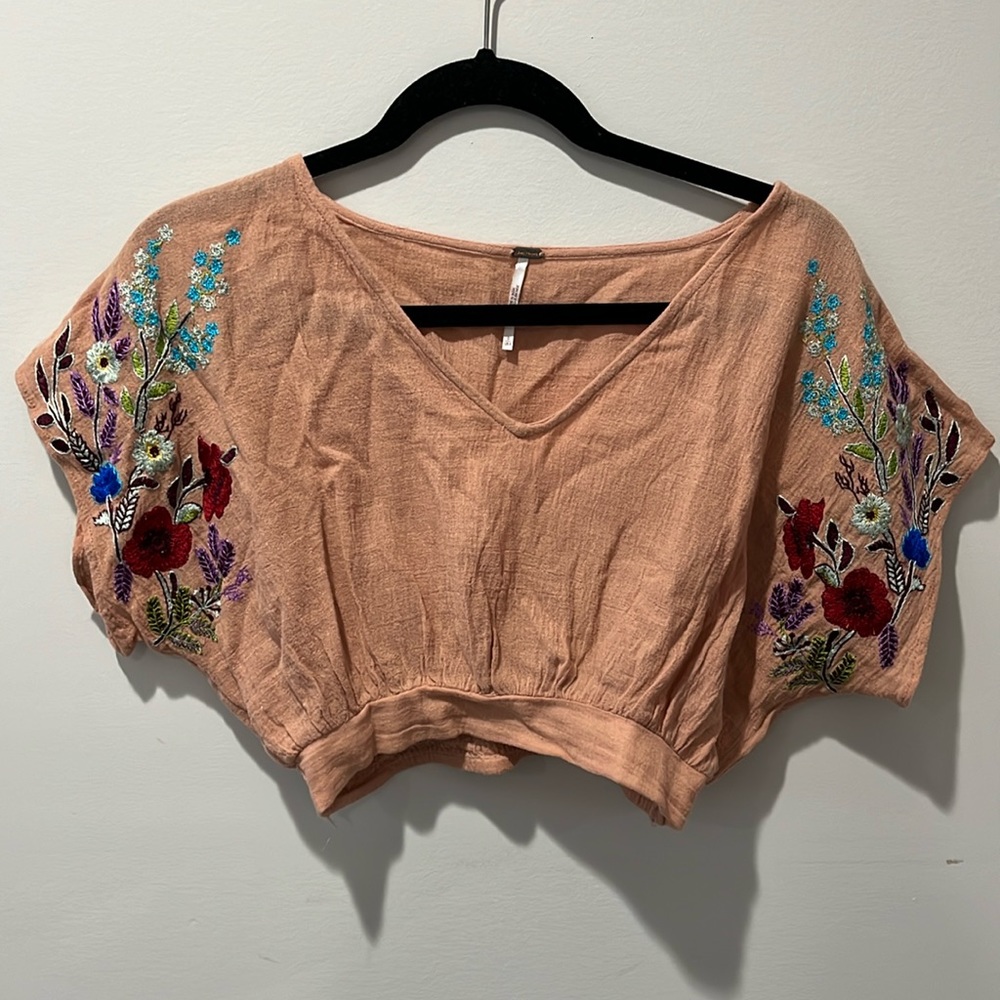 Free People embroidered crop top